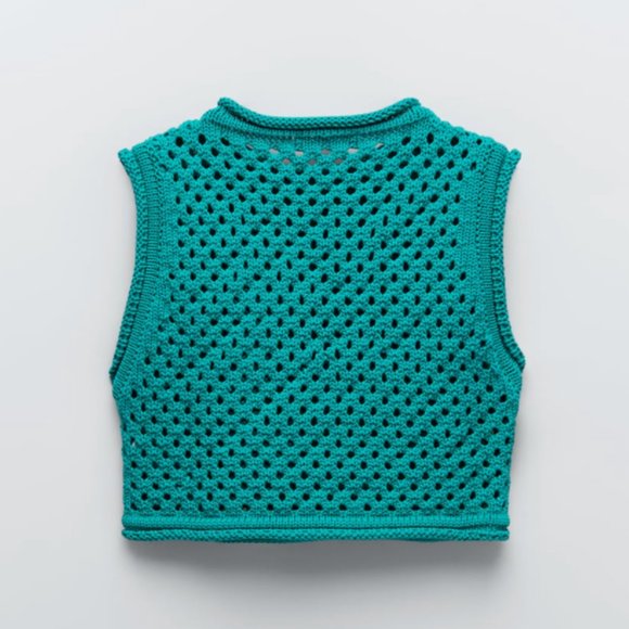 Zara Tops Nwt Zara Green Sleeveless Knit Cropped Vest L Poshmark